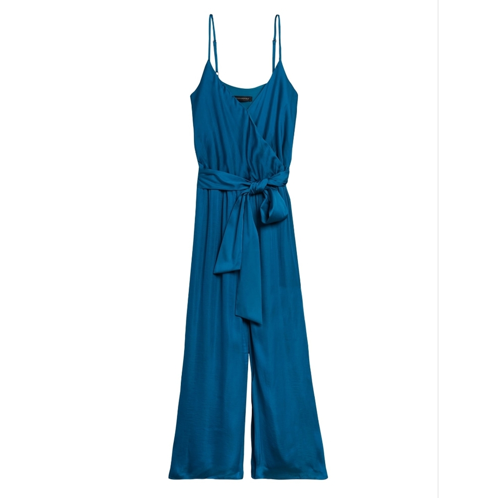 Banana Republic Deep Teal Wide-Leg Jumpsuit with Waist Tie